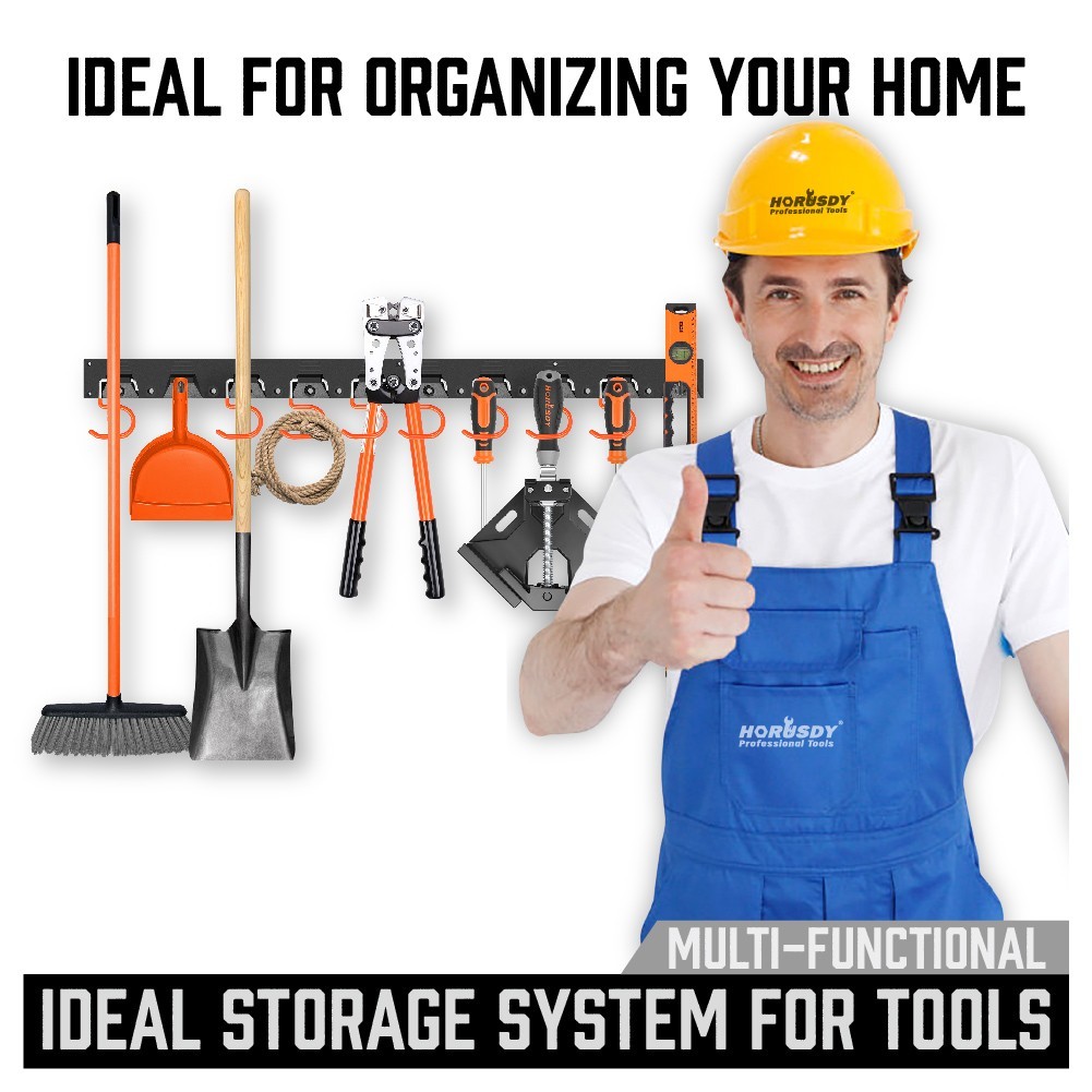 64″ Adjustable Storage System Wall Mount Tool Organizer Hanger for Mop Broom etc