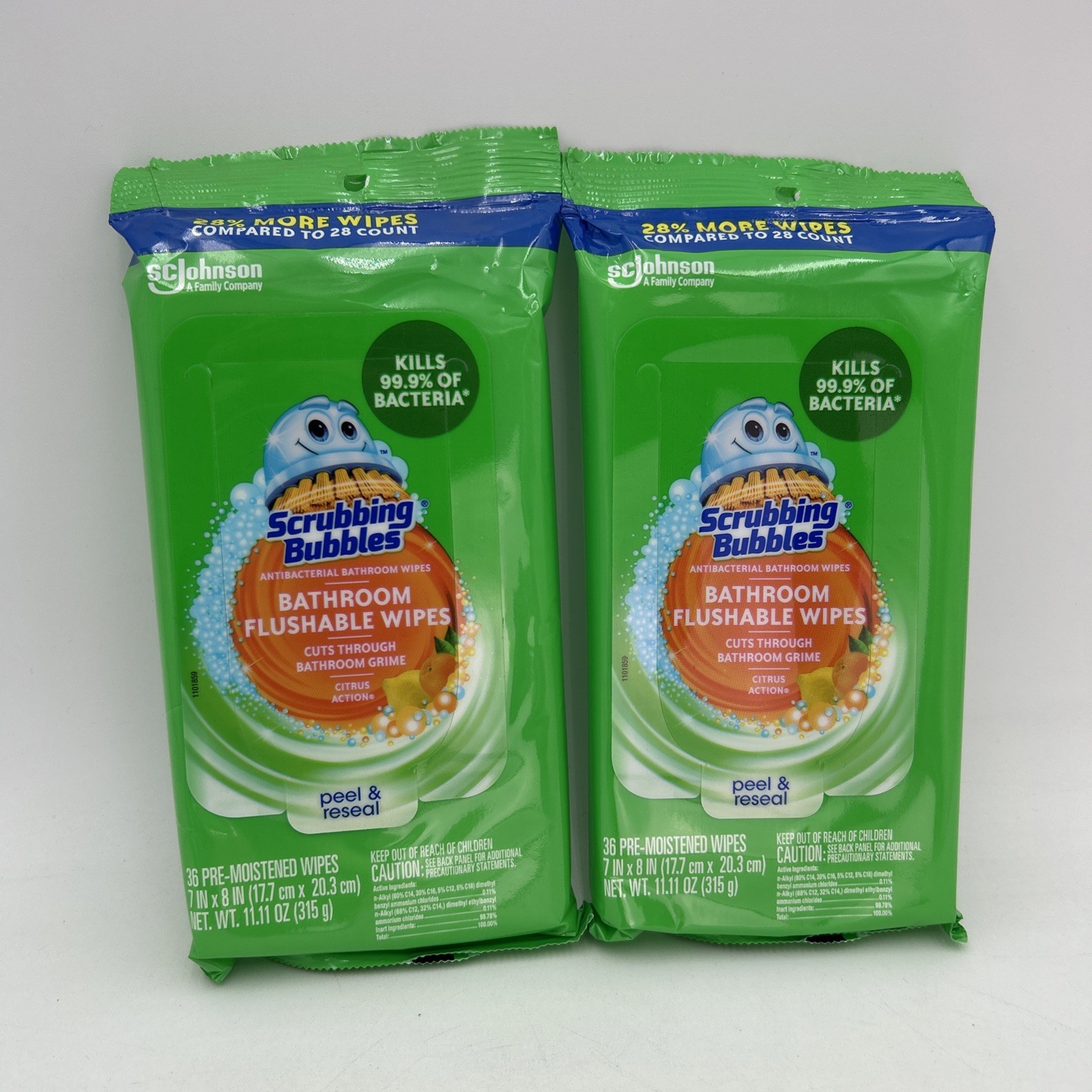 2 PACK Scrubbing Bubbles Bathroom Flushable Wipes 36 count DISCONTINUED