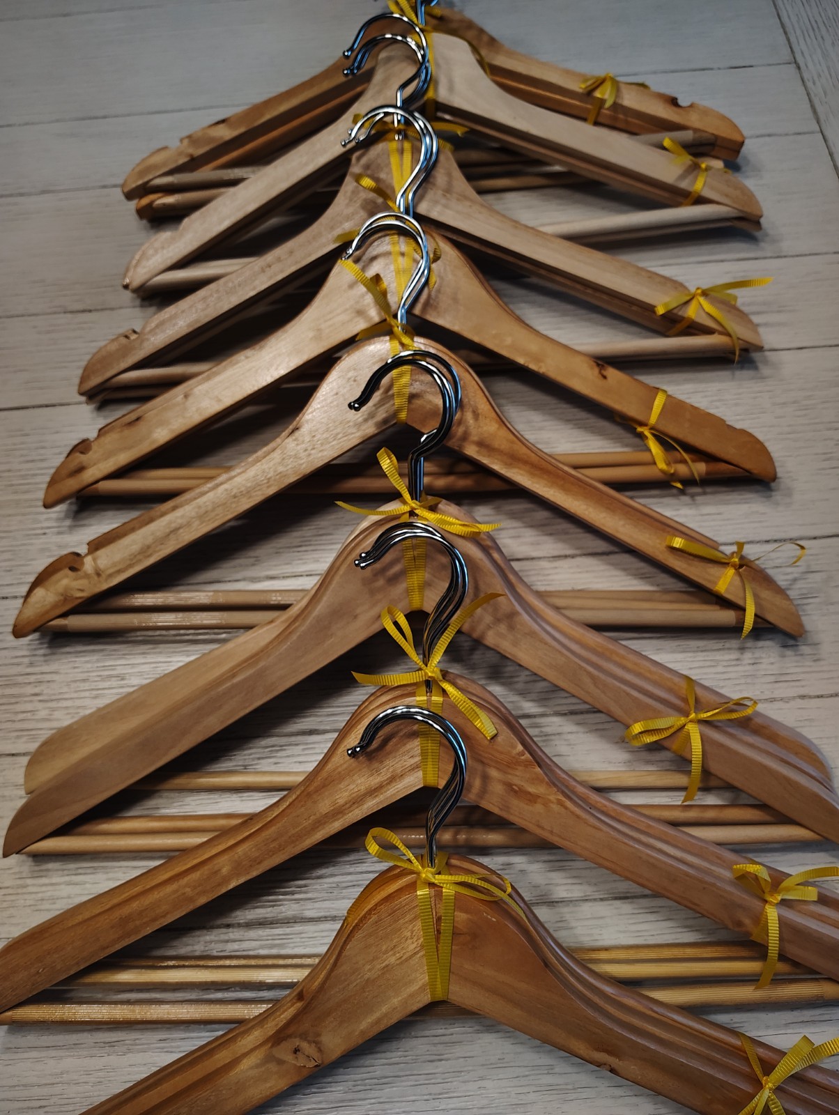 24pk Wood Suit Coat Hangers Natural Brown Closet Wardrobe Heavy Duty