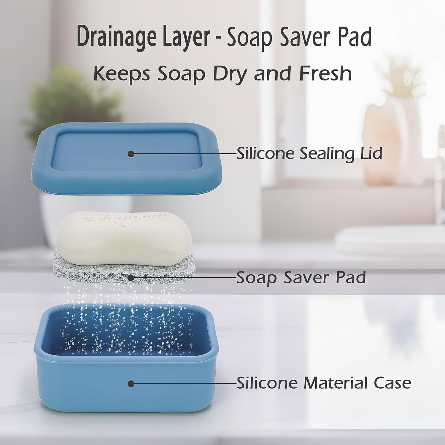 Leak Proof Silicone Travel Soap Case with Drain Pad, Shatterproof Compact Bar