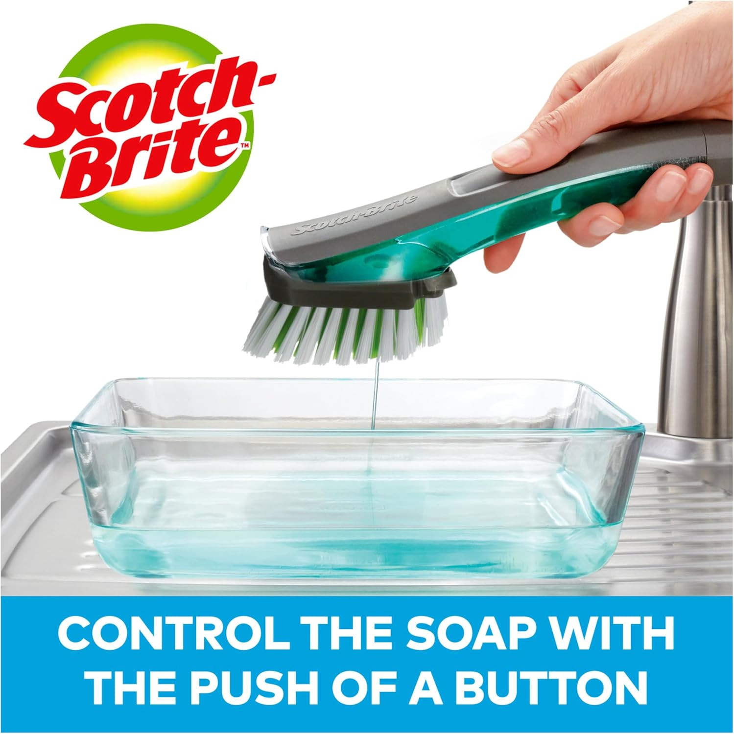Scotch Brite Dishwand Brush Gray Soap Control Scrubber For Nonstick Cookware