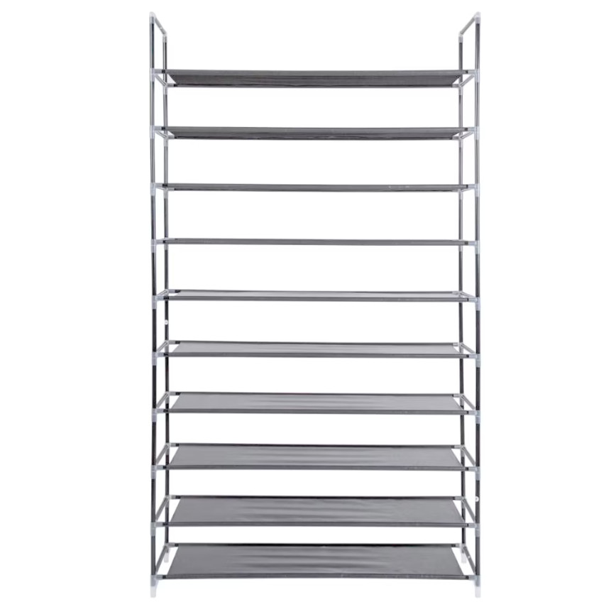 50 Pairs 10 Tier Shoe Rack Organizer Space Saving Shoe Tower Storage Gray Stack