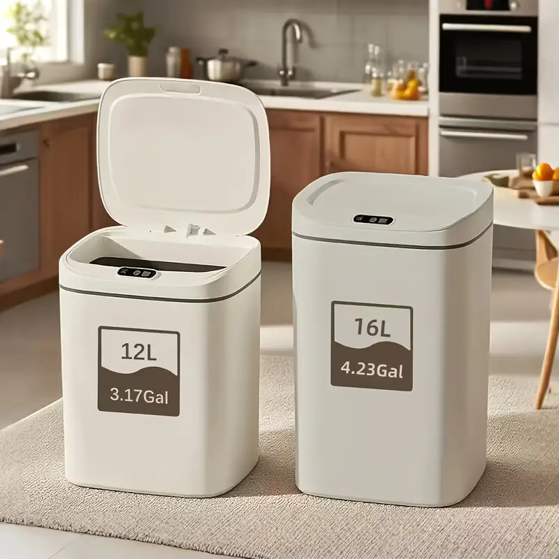 Smart Trash Can, 12/16L, Odor-Control, for Bedroom, Kitchen & More