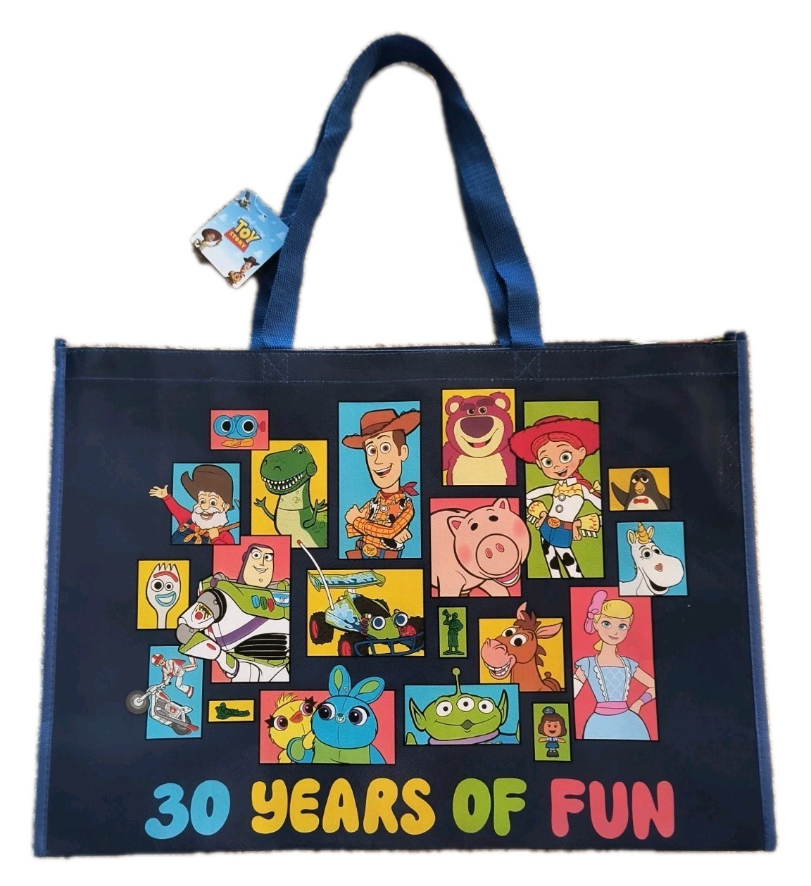 TOY STORY 30 YEARS OF FUN Blue XL Reusable Tote/Shopping/Gift Bag New Free Ship!