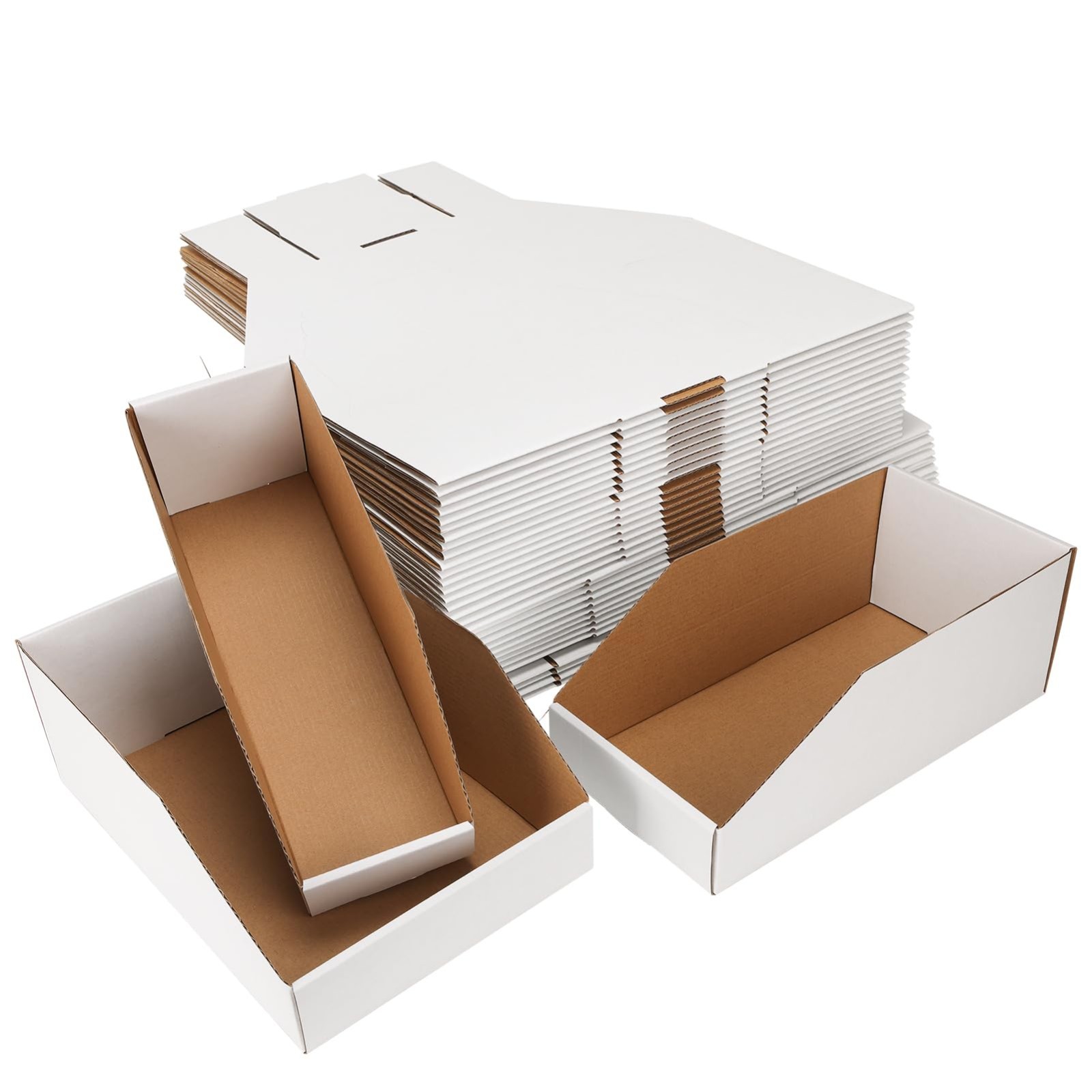 Assorted Cardboard Storage Bins – 35 Pack, Mixed Sizes for Pantry, Office, Garag