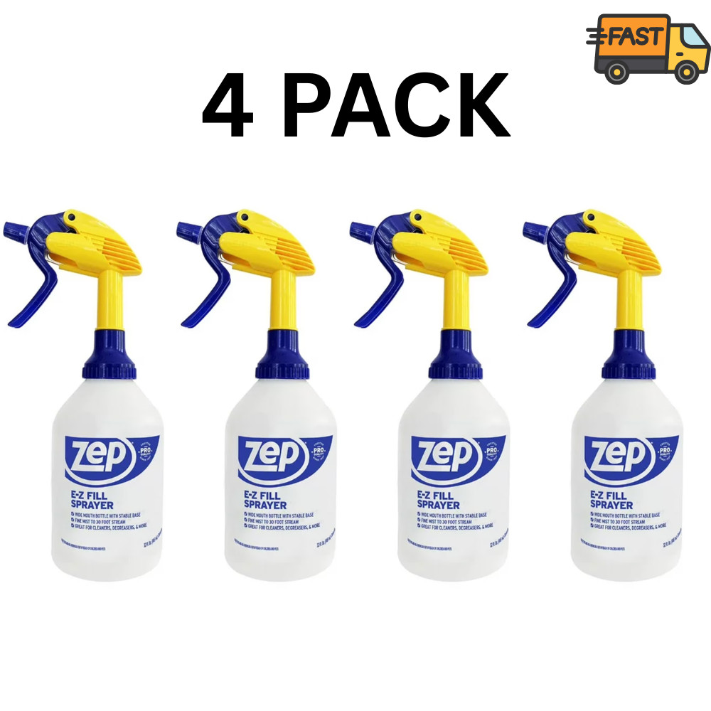 4 Pack E-Z Fill Spray Bottles 32 oz Heavy Duty Refillable Sprayers