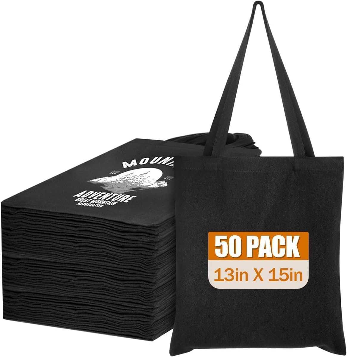 50 Pack Canvas Tote Bags for DIY Projects (13X15 Inches) | Blank Tote Bags Bulk,