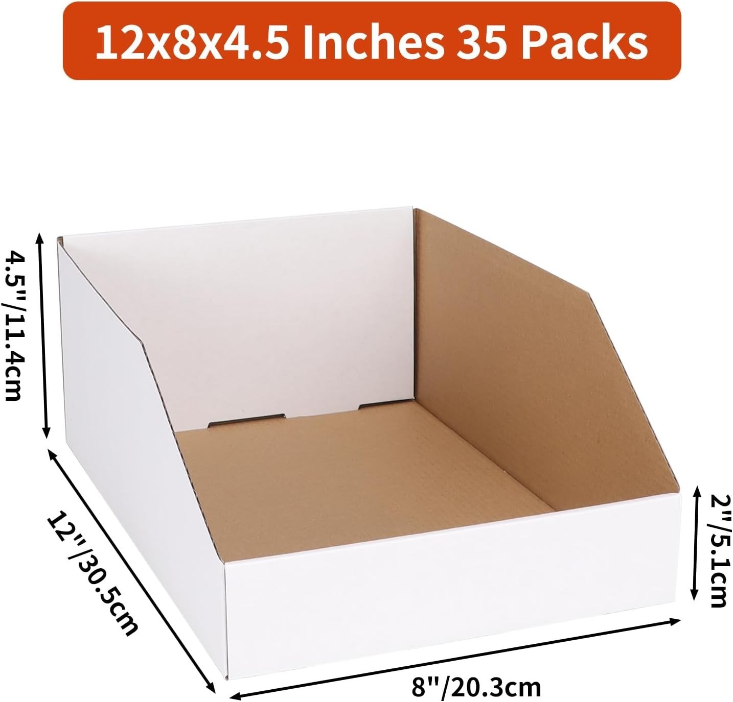 Versatile White Cardboard Storage Boxes 12x8x4.5 Inches – 35 Pack for Organizing