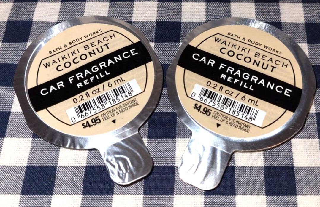 ALL NEW 2-Pack Waikiki Beach Coconut Scentportable CAR Refills Bath & Body Works