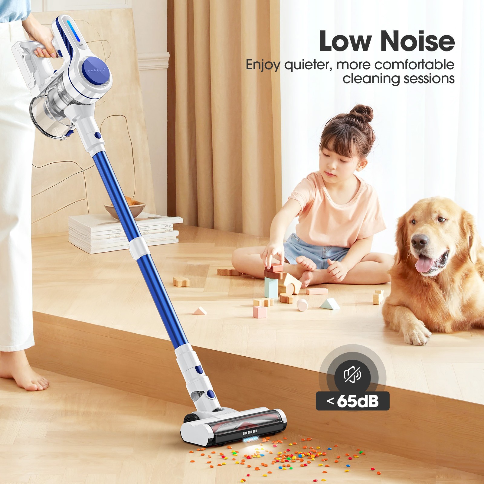 Cordless Vacuum Cleaner 1.5L Powerful Stick 50Kpa 60min Lightweigh Rechargeble