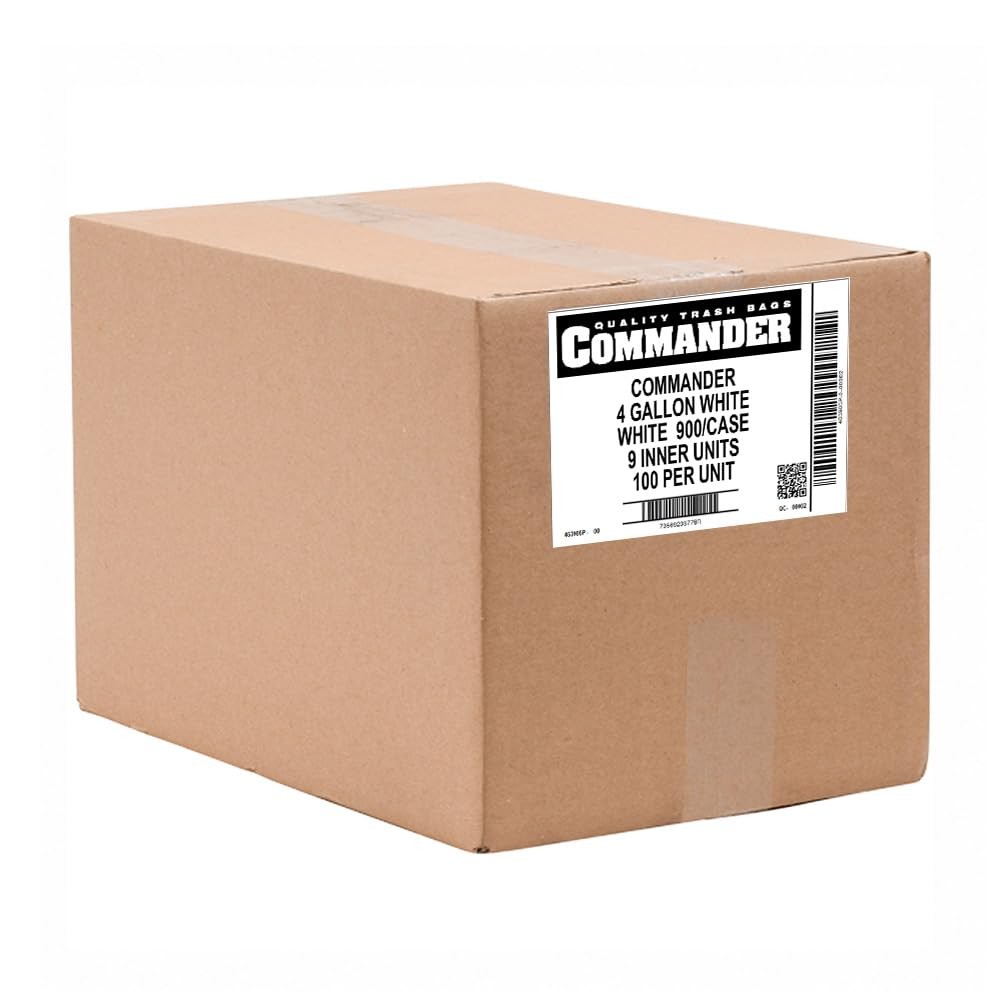 4 Gallon 0.7 MIL White Drawstring Trash Bags – 17″ x 21″ – Pack of 100 – For …