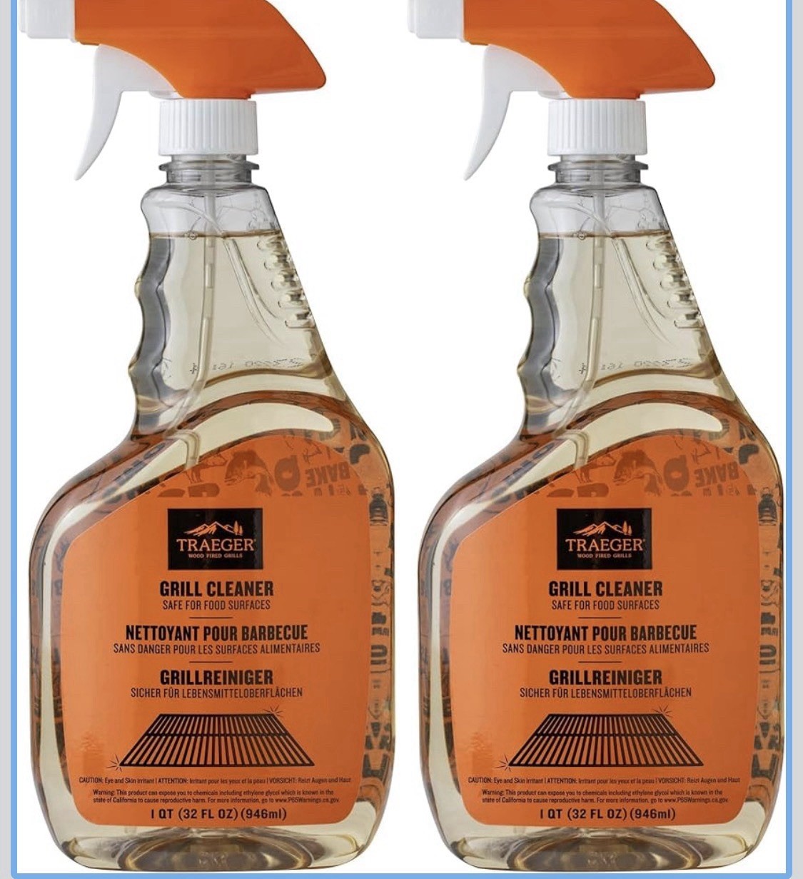 Traeger Grill Cleaner Safe for Food Surfaces 1 QT (32 FL OZ) Each 2 Pack