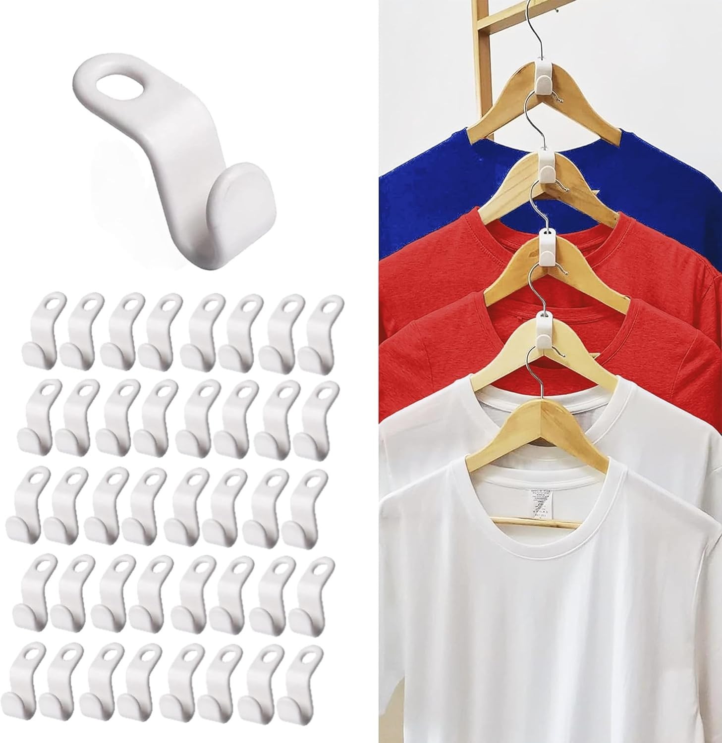 40 PC White Space Saving Hangers for Efficient Closet Management – 10 lbs Max