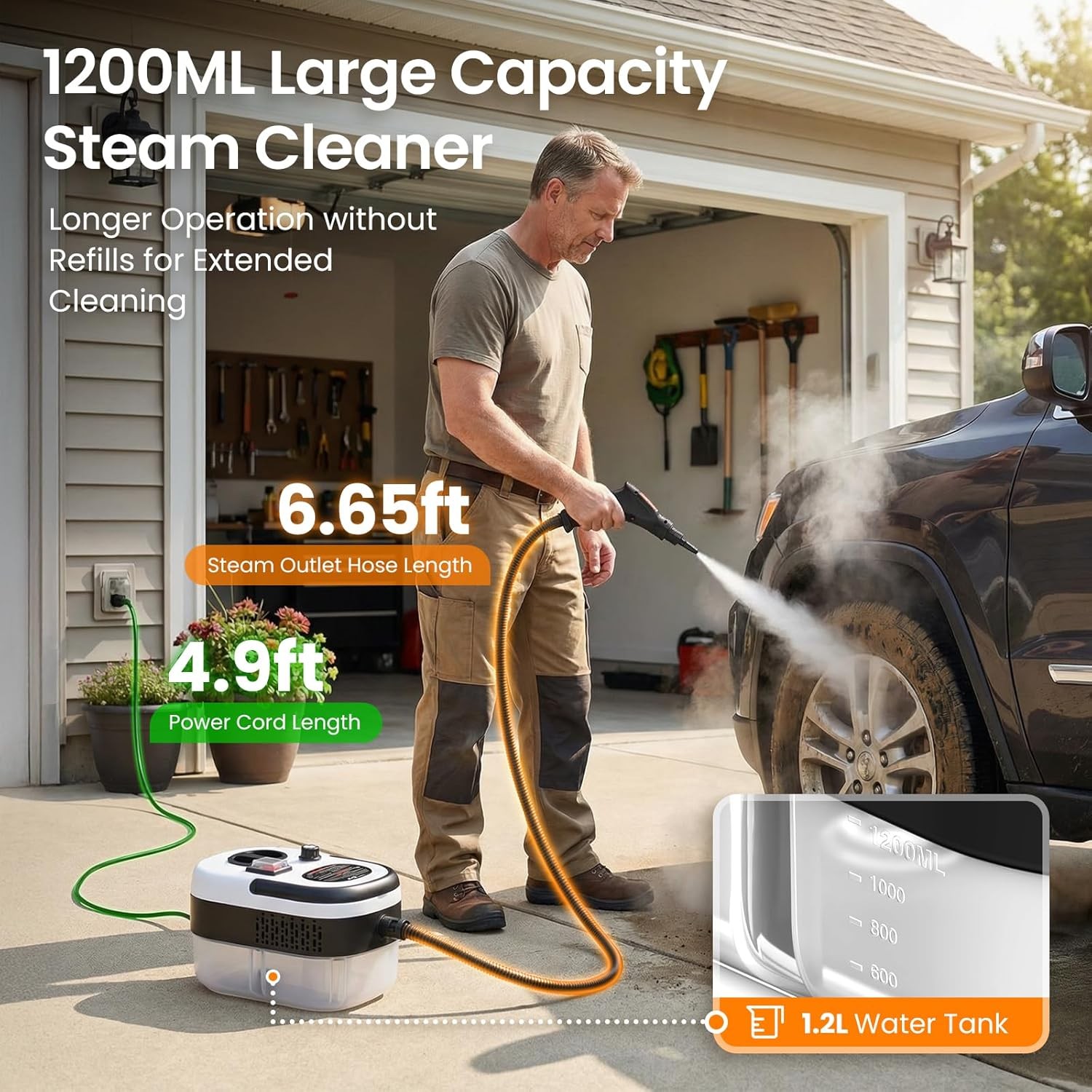 Portable Steam Cleaner, High Pressure Steamer Machine for Home & Vehicle 2500W