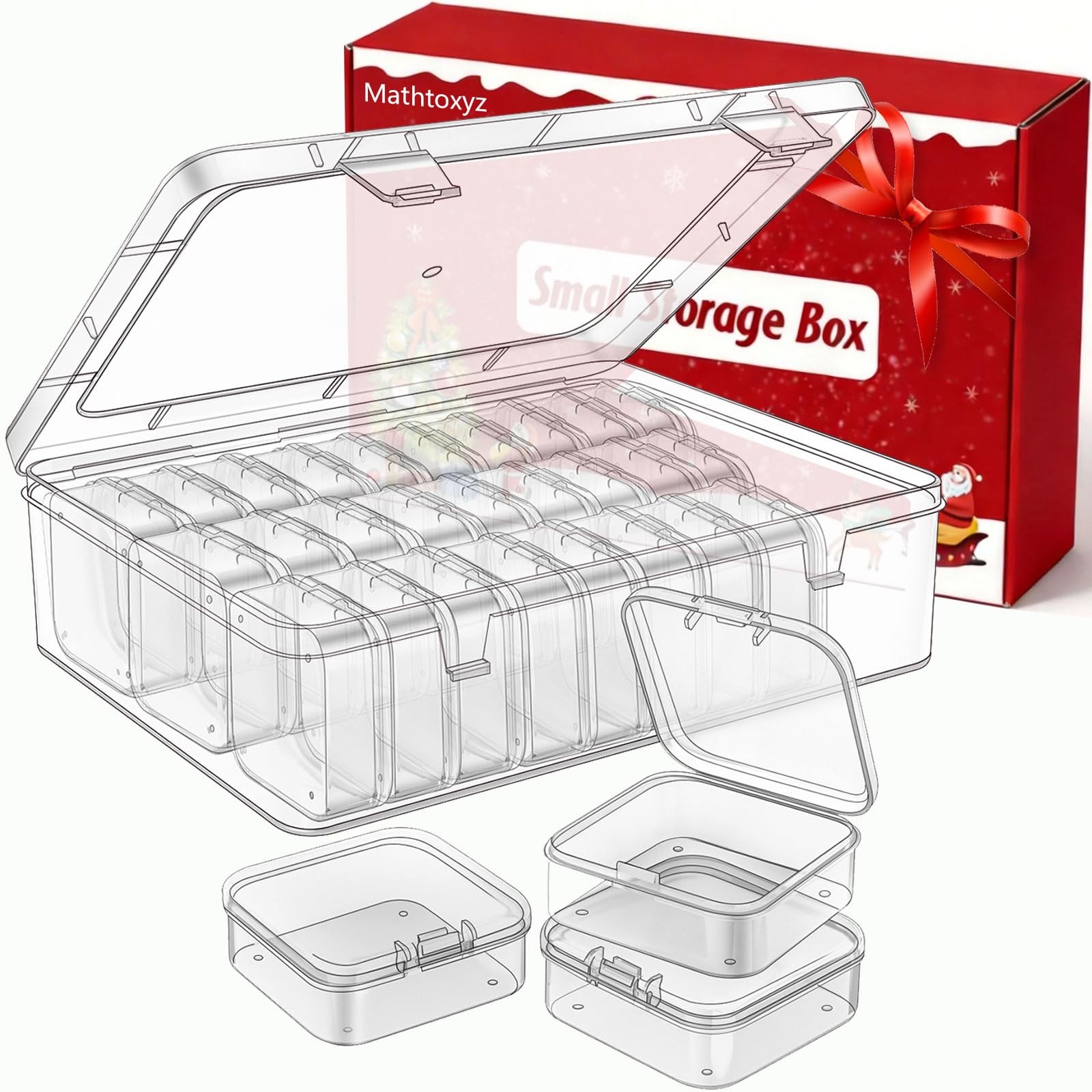 Mathtoxyz Bead Organizer Box, 30Pcs Small Beads Organizers Clear – 1P,