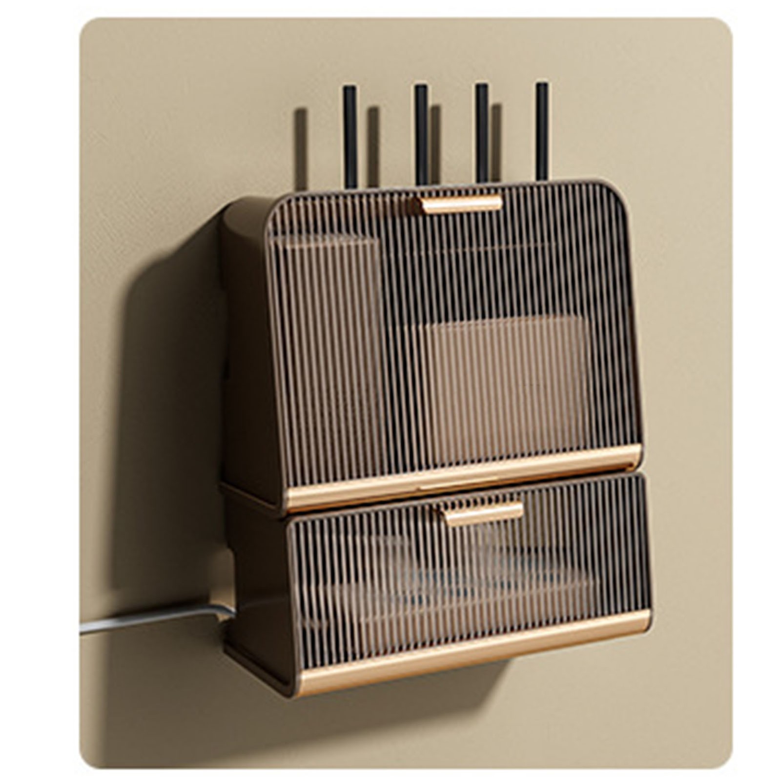 Coffee 30x12x22cm Wall Mounted Router Storage Box For Home Office Decor