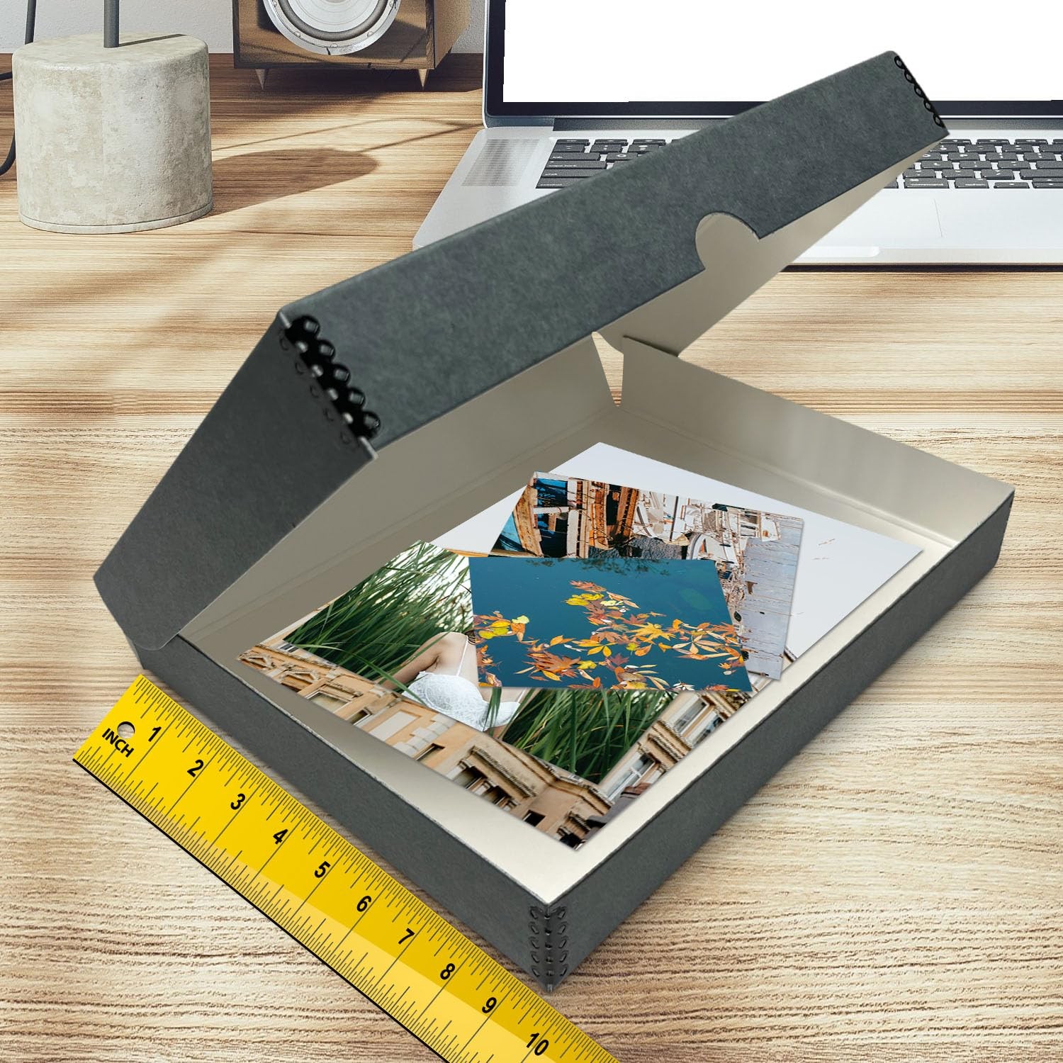 Archival Folio Storage Box Clamshell Design with Metal Edge Photos Documents