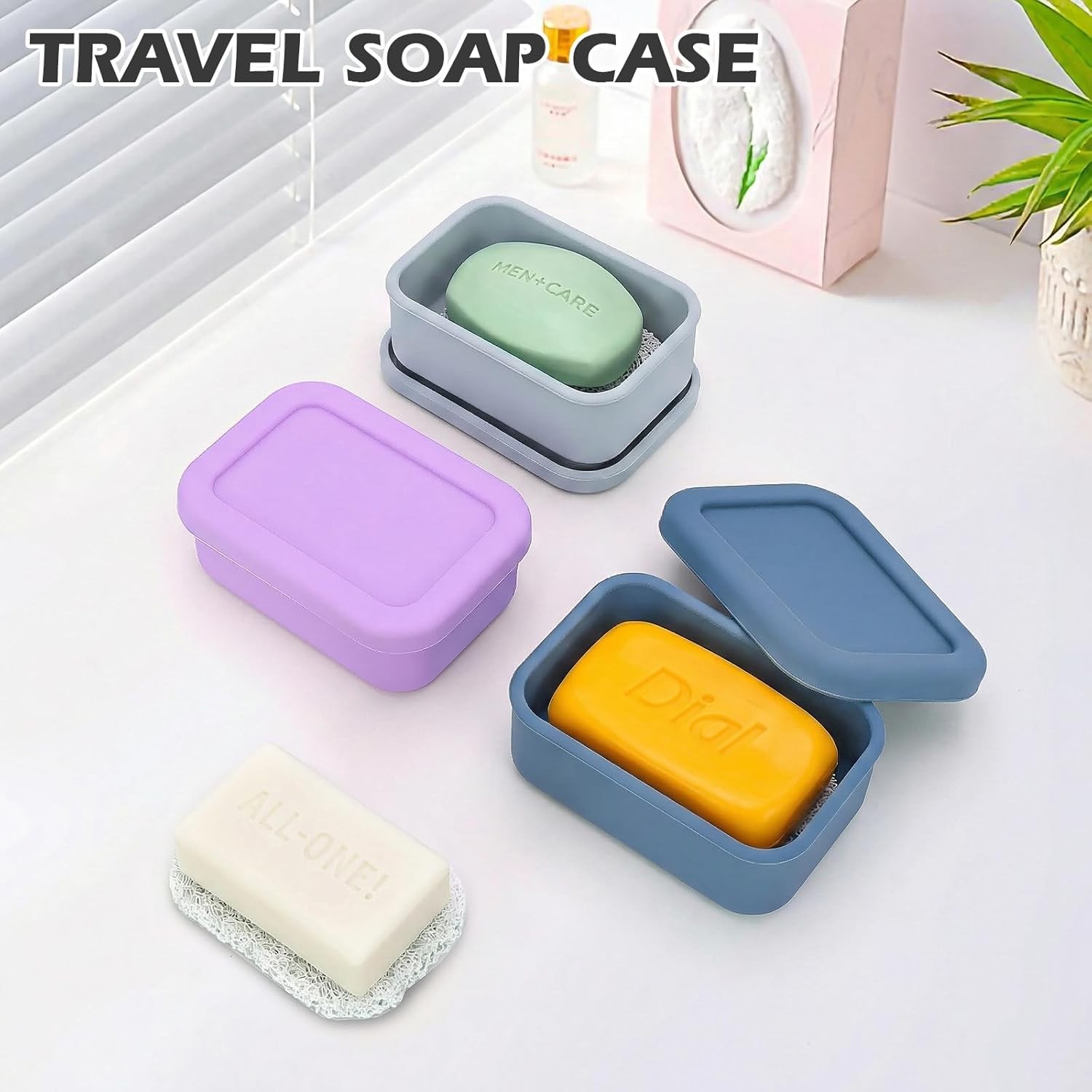 Leak Proof Silicone Travel Soap Case with Drain Pad, Shatterproof Compact Bar