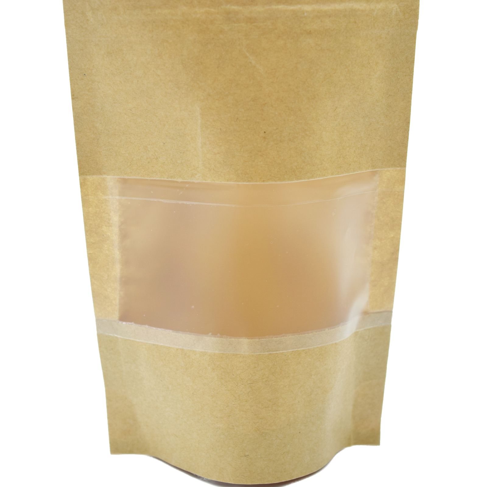 100 Kraft Paper Stand Up Pouches Plastic Window, Zipper Seal Party Favor Bags