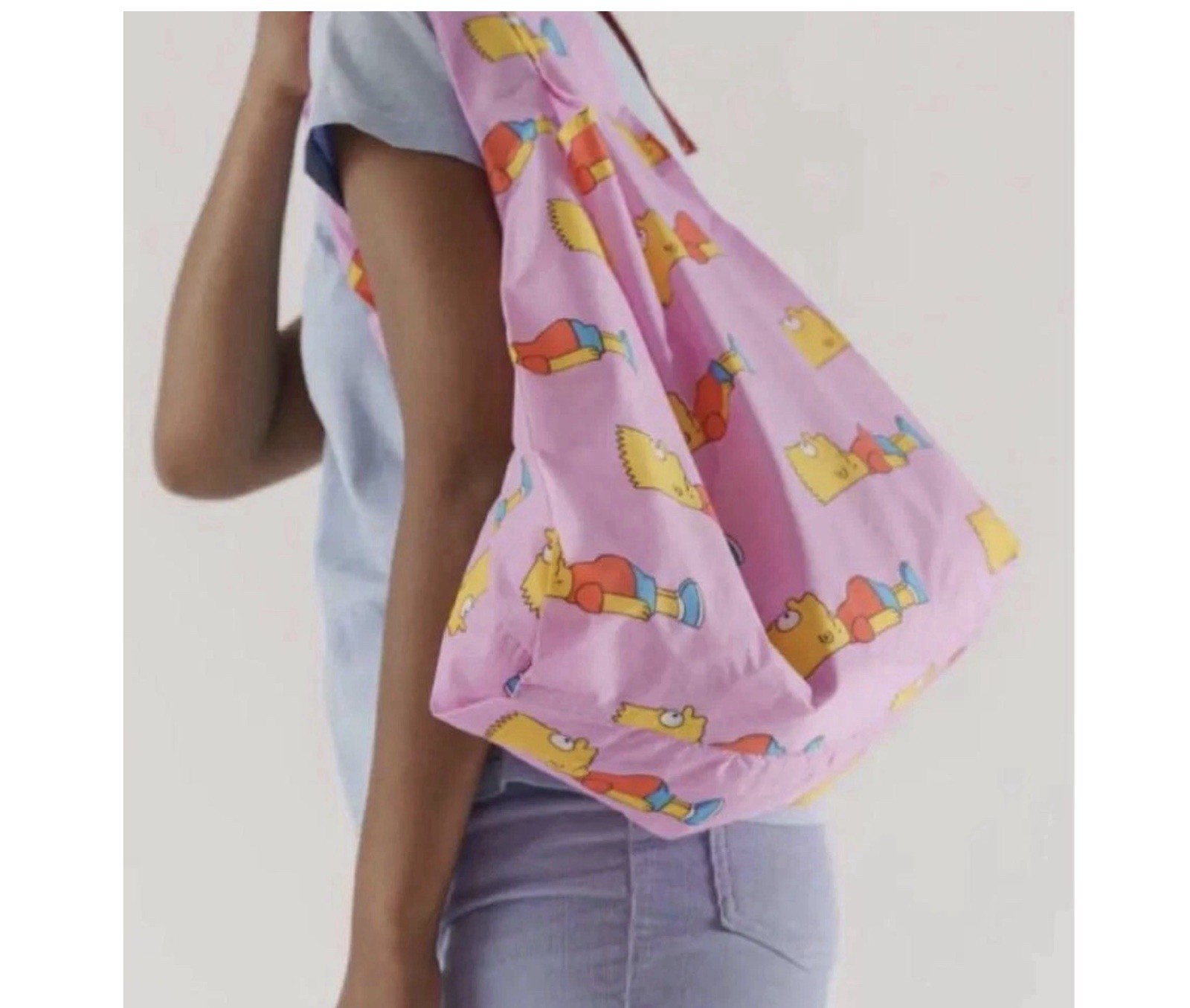 BAGGU The Simpsons Bart Simpson Nylon Pink Reuseable Grocery Tote Large Bag