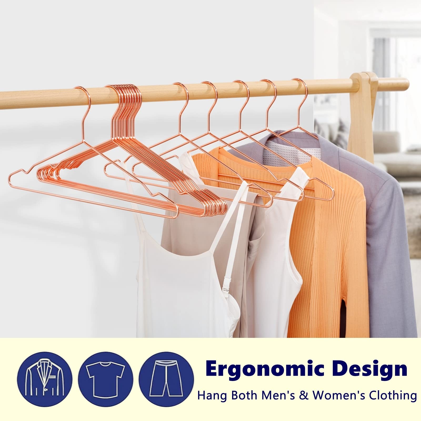 17 Rose Gold Strong Metal Hanger 20 Pack Copper Clothes Hangers Heavy Duty Coat