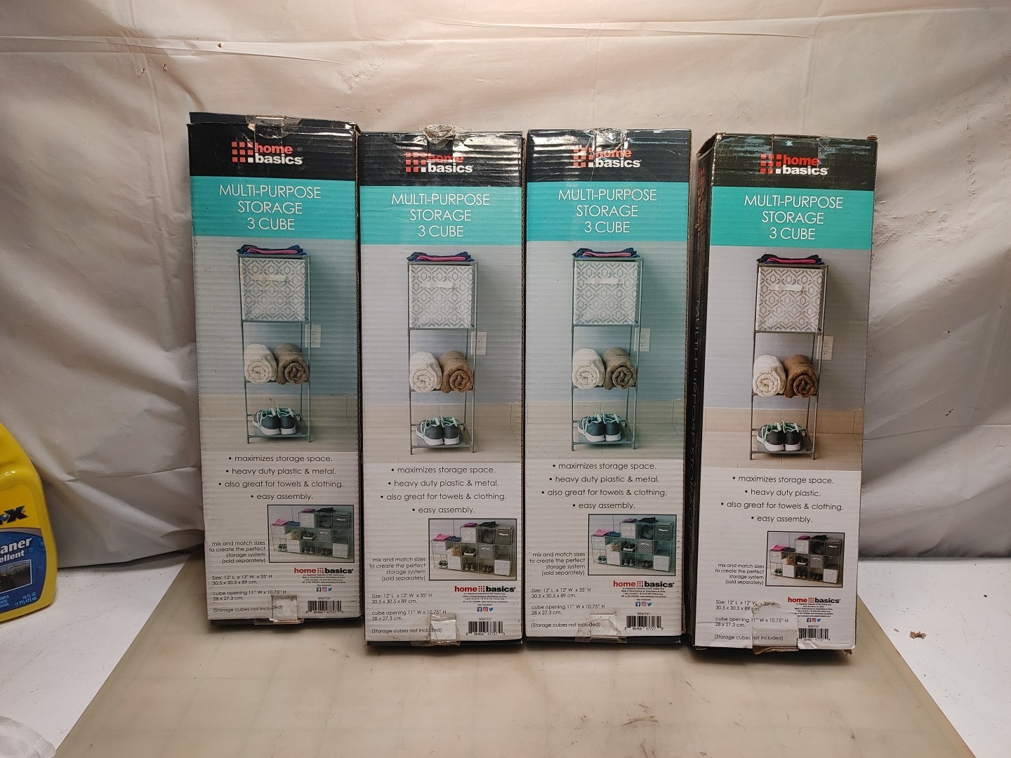 Lot of 4 Home Basic Multi Purpose Storage 3 Cube Rack 12″L x 12″W x 35″H New