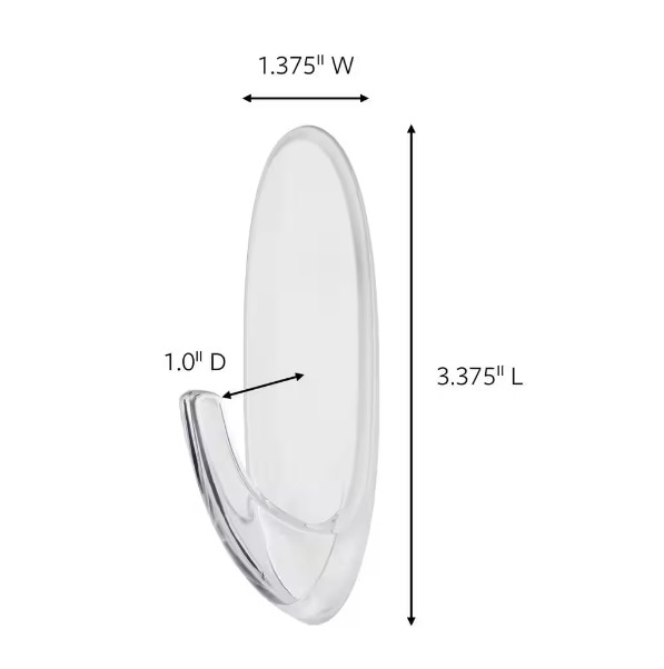 4 Pks 3M Command 1 Large Clear Window Hook & 2 Adhesive Strips Per Pack Max 4 lb