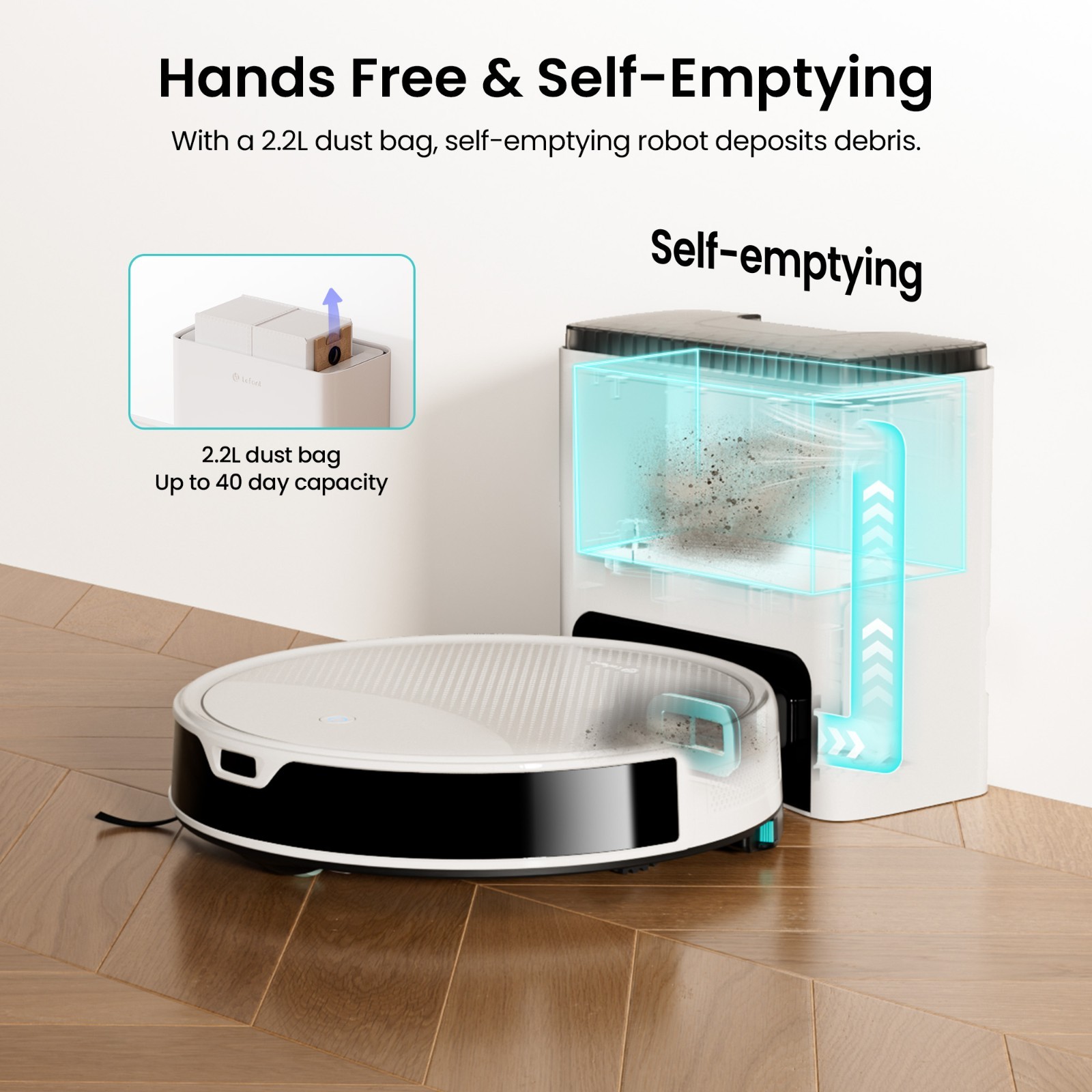 Lefant M350L 6000Pa Robot Vacuum Cleaner Self-Emptying Robotic Vacuum and Mop