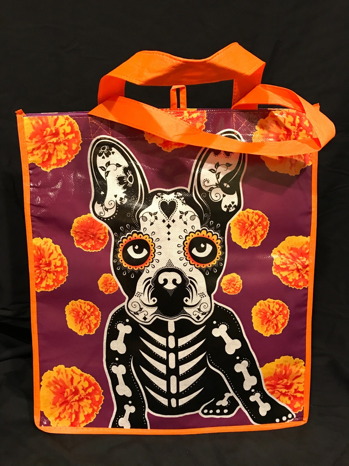 French Bulldog Puppy Reusable Shopping Grocery Gift Bag Approx. 5 3/4 x 13 x 14″