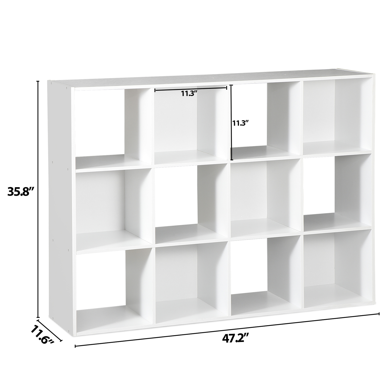White 12 Cube Bookcase Storage Organizer Wooden Home Office Shelving Bookshelf