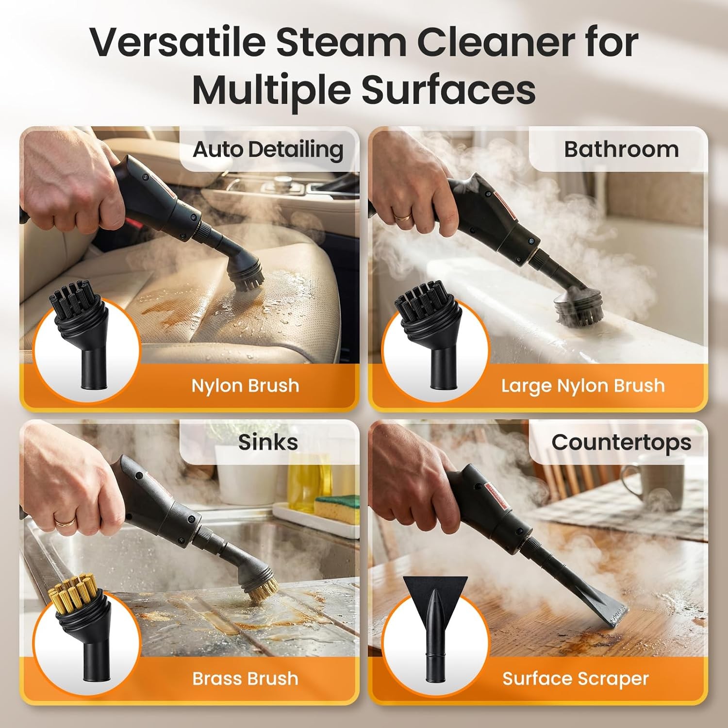 Portable Steam Cleaner, High Pressure Steamer Machine for Home & Vehicle 2500W