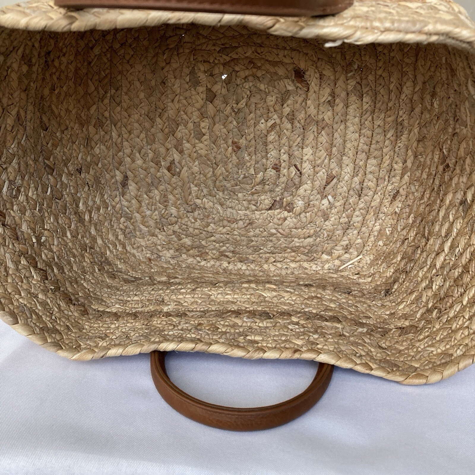 Double-Handled Basket Braided Water Hyacinth 12 x 10 x 7″ Storage Shopping Tote