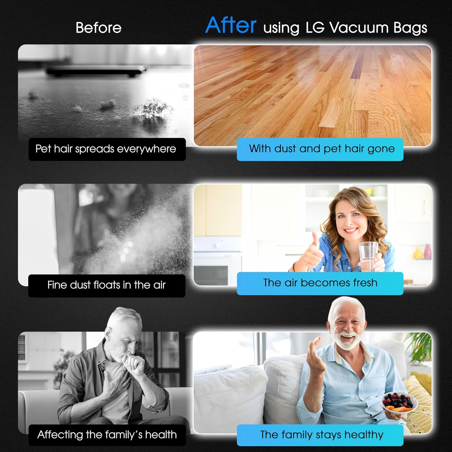 14 Pack Replacement Dust Bags for LG CordZero Vacuum Compatible with A939KBGS