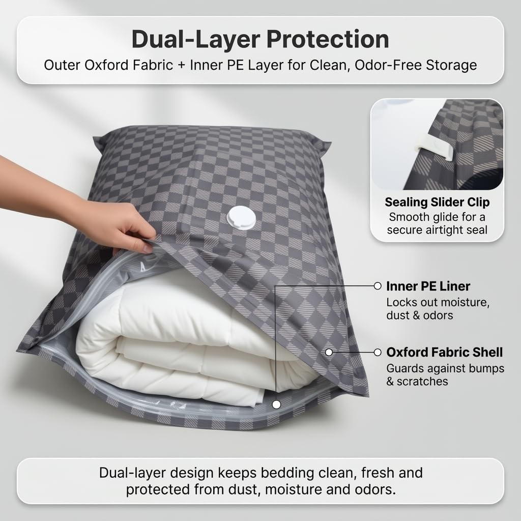 Wewemux 4 Pack Oxford Cloth Vacuum Storage Bags (S/M/L/XL) – Space Saver Vacu…