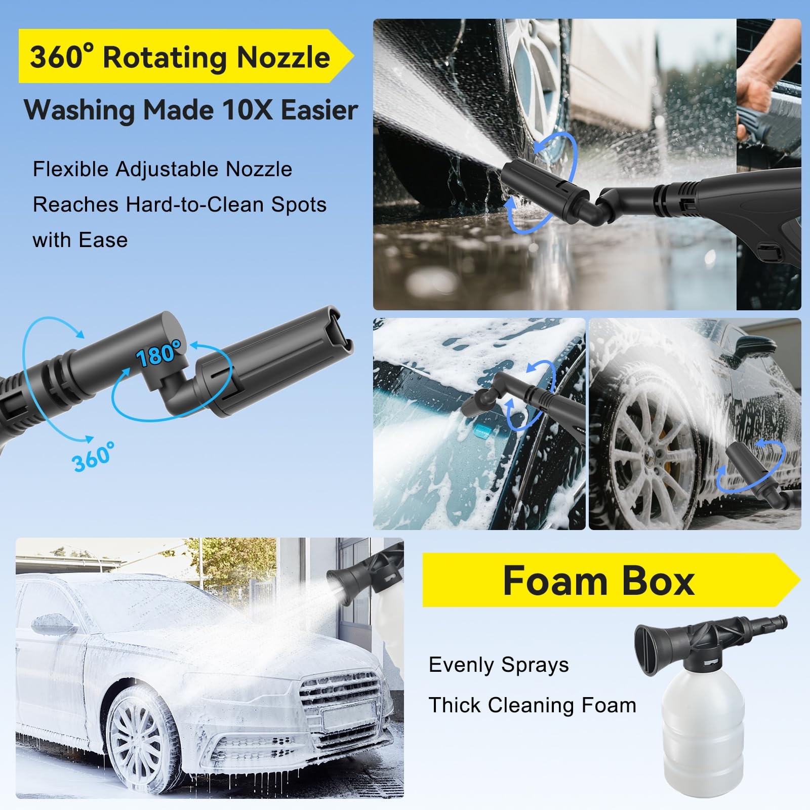 Portable Cordless Cleaner with Tank: FoldableElectric Cleaning Tool 3.4 Gal Tank