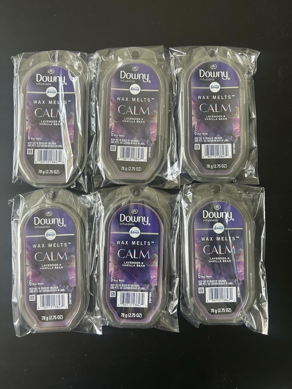6 Pack Febreze Downy Infusions Calm Wax Melts Lavender & Vanilla Bean 2.75oz