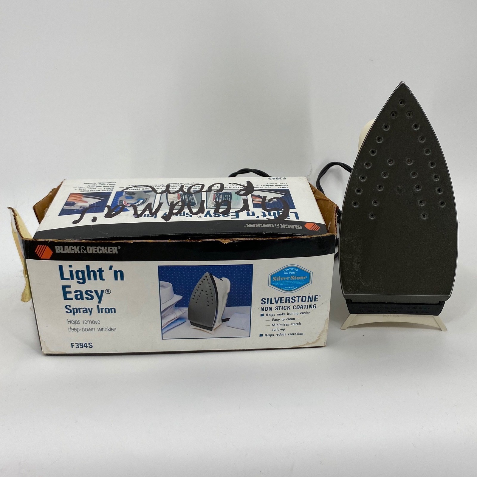 Black & Decker Light n Easy Spray Iron F394S Vintage 1989 Silverstone Non-Stick