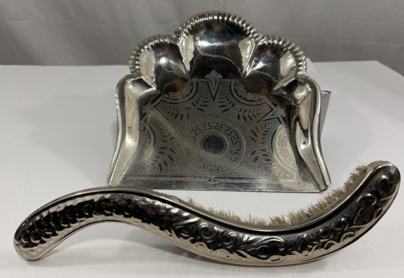 Vintage Art nouveau style Table cleaning set Sweeping Brush & Dustpan