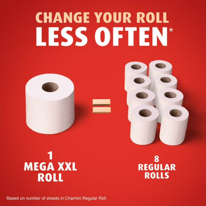 2 PACK Charmin Ultra Strong Toilet Paper 9 Mega XXL Rolls, 440 Sheets Per Roll