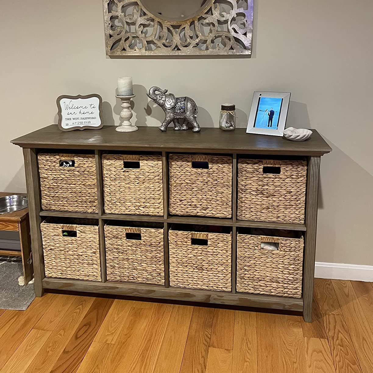 10.5 X 10.5In Wicker Storage Baskets for Shelves, Water Hyacinth Storage Baskets