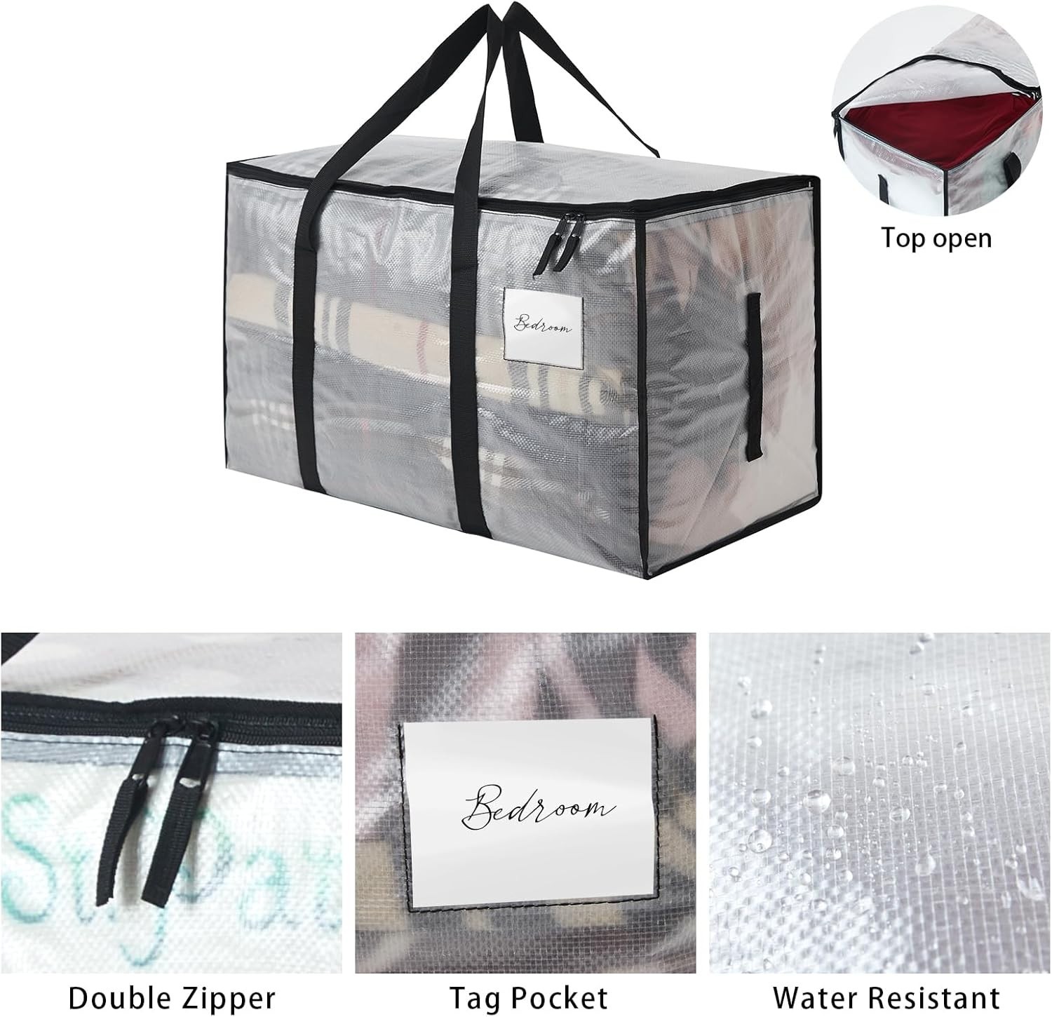 Heavy Duty Clear Plastic Storage Tote Bins with Lid 24.5 Gallon 93L 6 Pack