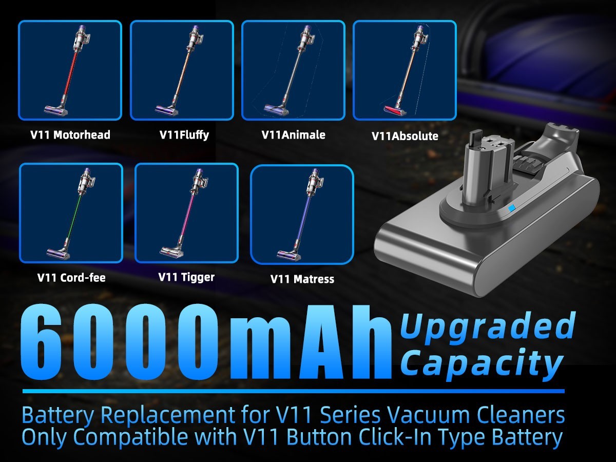 25.2V V11 For Dyson V11 Replacement Li-ion Battery 6.0Ah V15 SV15 Click-in Type