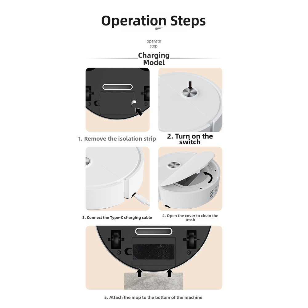 Smart Robot Vacuum Cleaner with 180min Runtime and Efficient Dust Hair Pickup