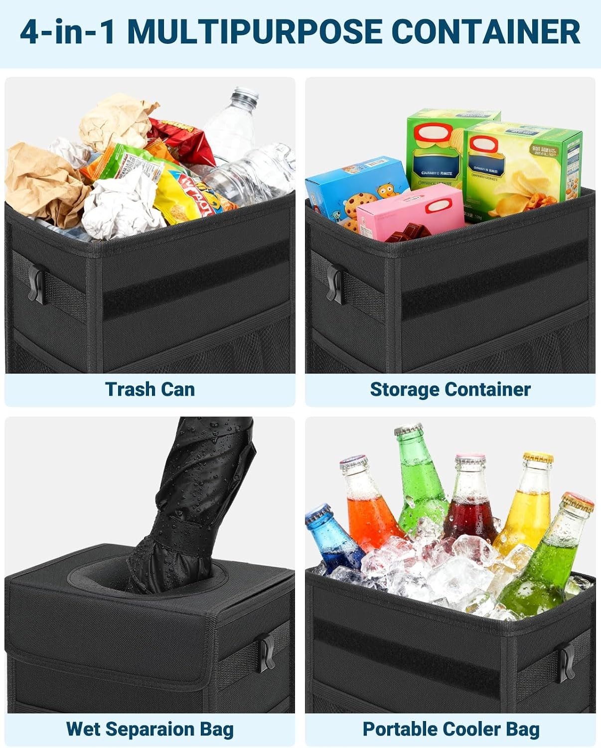 Car Trash Can with Lid, Leakproof Car Trash Bag Hanging Waterproof Automotive
