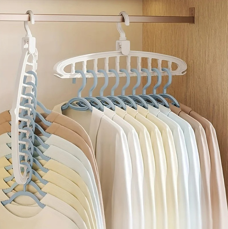 1 pc Folding Multi-Hole Clothes Hanger Non-Slip Closet Space Saver Organizer
