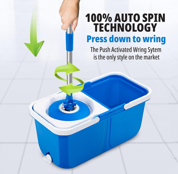 InstaMop Spin Mop, Mop and Bucket with Wringer Set – Free Shipping