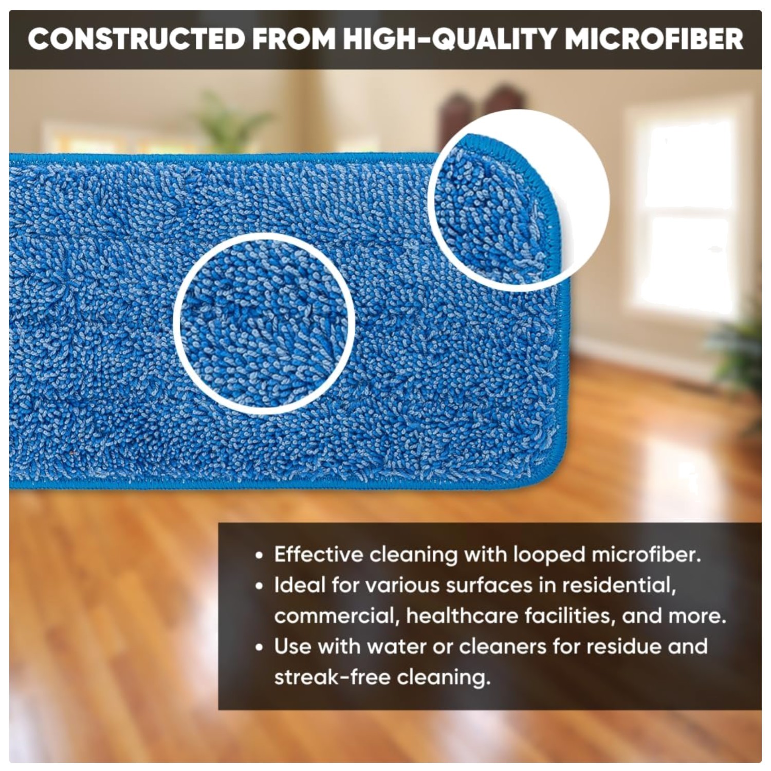 18 Pack 36″ Microfiber Flat Mop Pads – Machine Washable