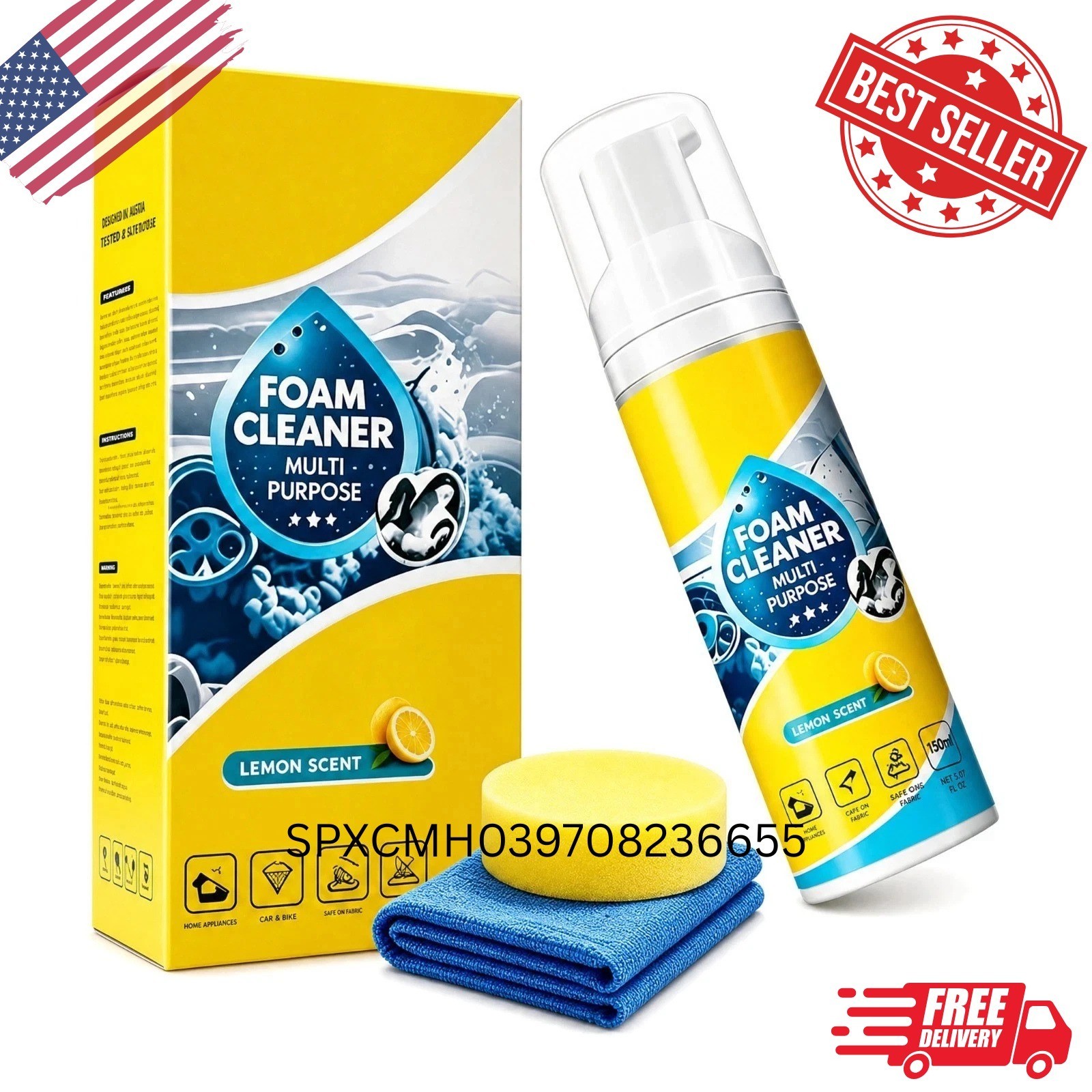 4-in-1 Multi-Enzyme Foam Cleaner, All-Purpose Spray 5oz with Sponge & Towel