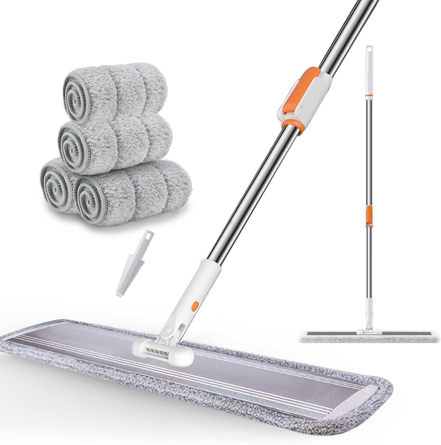 Microfiber Flat Mop 32 in. 360 Spin Mop with Stainless Steel Handle 4 Mop Pads