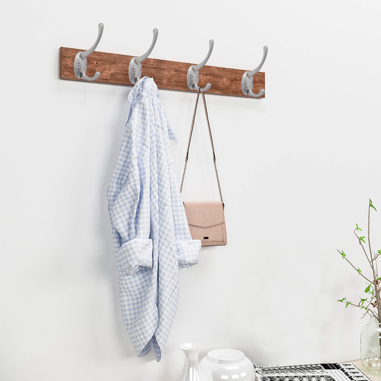32 Pack Wall Mounted Double Coat Hooks – Retro Utility Hooks for Coats, Bags, To
